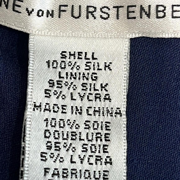 Diane von Furstenberg Candela Bis Silk Ruffle Long Sleeve Blouse Top Navy Red 10 - Picture 11 of 14